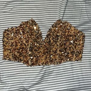 Urban Outfitters Gold Sequin Cropped Corset